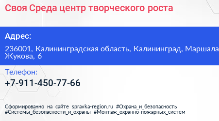 Своя Среда центр творческого роста - визитка