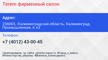 Terem фирменный салон - визитка