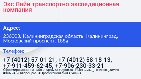 Экс Лайн транспортно экспедиционная компания - визитка