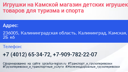 Игрушки на Камской магазин детских игрушек товаров для туризма и спорта - визитка