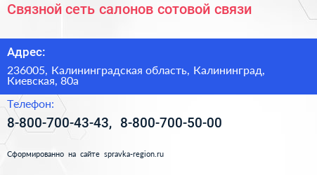 Связной сеть салонов сотовой связи - визитка