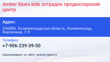 Amber blues kids эстрадно продюссерский центр - визитка