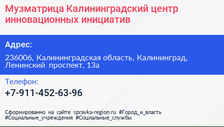 Музматрица Калининградский центр инновационных инициатив - визитка