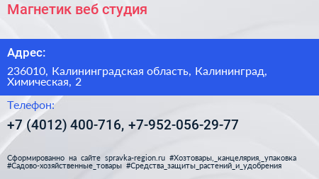 Магнетик веб студия - визитка