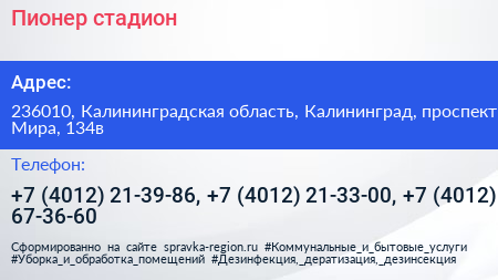 Пионер стадион - визитка
