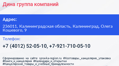 Дина группа компаний - визитка