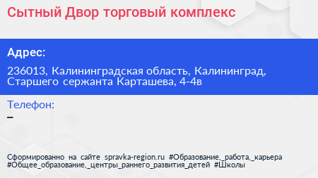 Сытный Двор торговый комплекс - визитка
