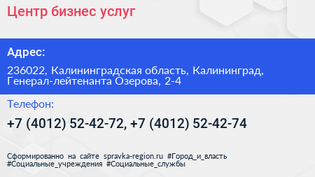 Центр бизнес услуг - визитка