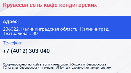 Круассан сеть кафе кондитерских - визитка