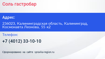 Соль гастробар - визитка