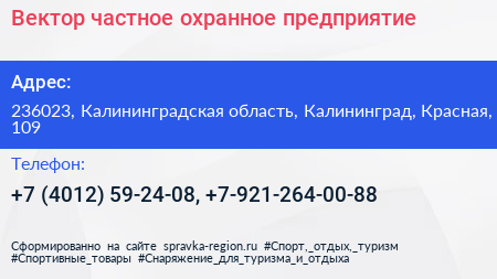 Вектор частное охранное предприятие - визитка