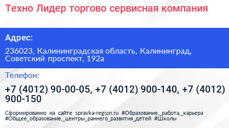Техно Лидер торгово сервисная компания - визитка