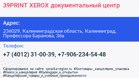 39PRINT XEROX документальный центр - визитка