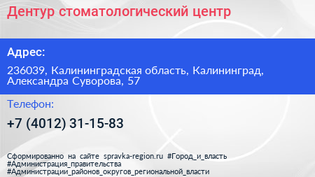 Дентур стоматологический центр - визитка