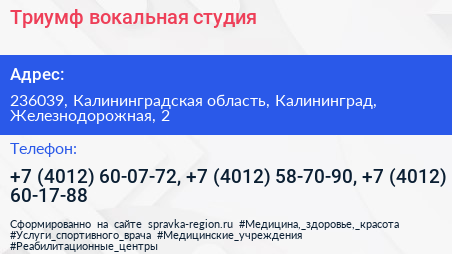Триумф вокальная студия - визитка