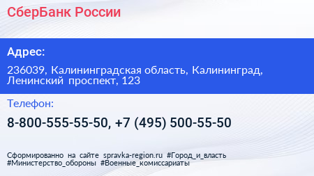 СберБанк России - визитка