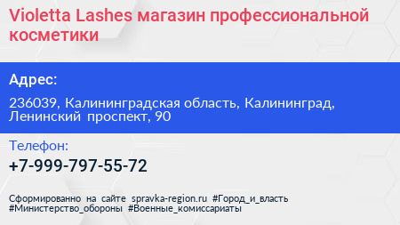 Violetta Lashes магазин профессиональной косметики - визитка