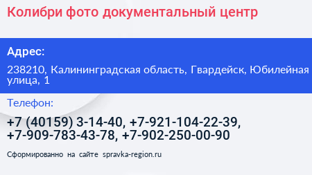 Колибри фото документальный центр - визитка