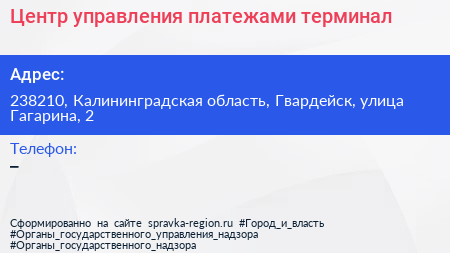 Центр управления платежами терминал - визитка