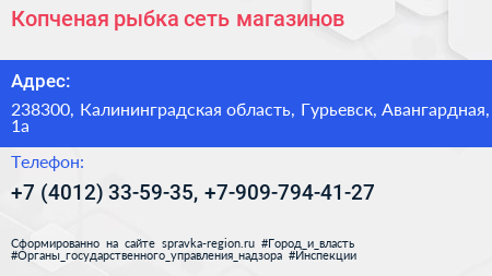 Копченая рыбка сеть магазинов - визитка