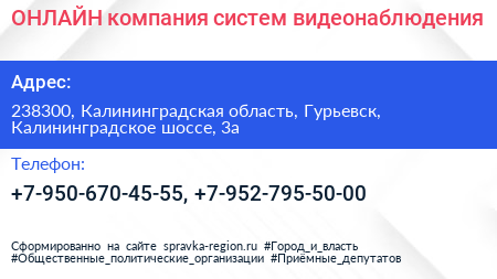 ОНЛАЙН компания систем видеонаблюдения - визитка