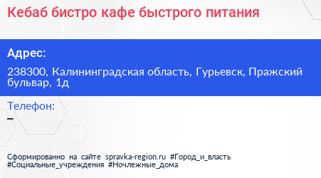 Кебаб бистро кафе быстрого питания - визитка