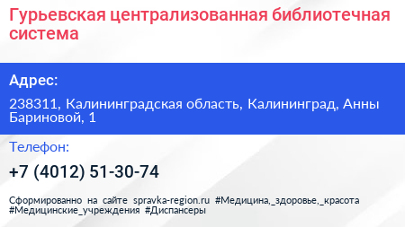 Гурьевская централизованная библиотечная система - визитка