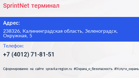 Нажмите, чтобы скачать визитку SprintNet терминал - визитка