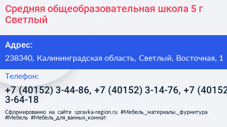 Средняя общеобразовательная школа 5 г Светлый - визитка