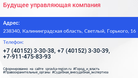 Будущее управляющая компания - визитка