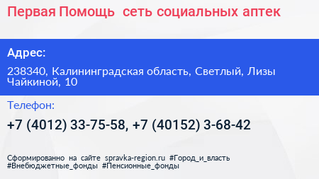 Первая Помощь+ сеть социальных аптек - визитка