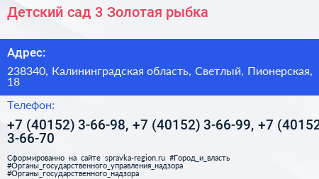 Детский сад 3 Золотая рыбка - визитка