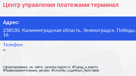 Нажмите, чтобы скачать визитку Центр управления платежами терминал - визитка