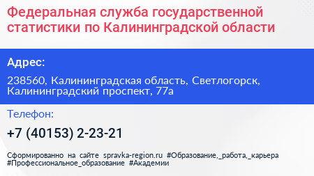 Федеральная служба государственной статистики по Калининградской области - визитка