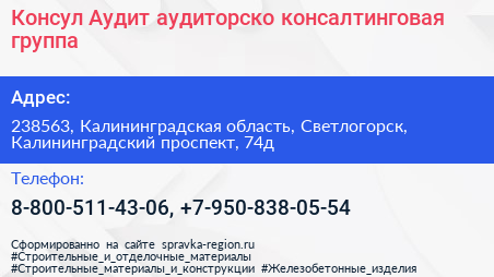 Консул Аудит аудиторско консалтинговая группа - визитка