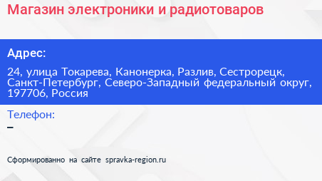 Магазин электроники и радиотоваров - визитка