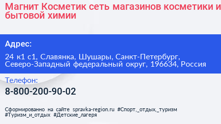 Магнит Косметик сеть магазинов косметики и бытовой химии - визитка