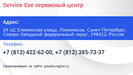 Service Exe сервисный центр - визитка