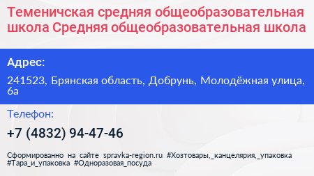 Теменичская средняя общеобразовательная школа Средняя общеобразовательная школа - визитка