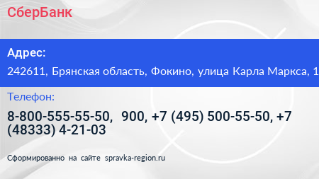 СберБанк - визитка