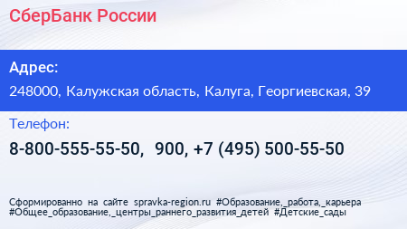СберБанк России - визитка