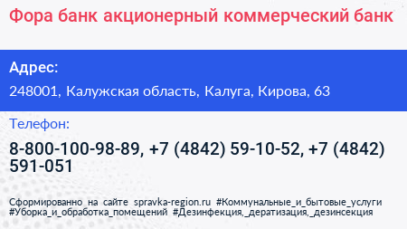 Фора банк акционерный коммерческий банк - визитка