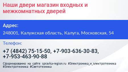 Наши двери магазин входных и межкомнатных дверей - визитка