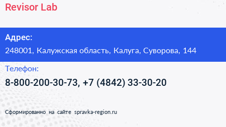 Revisor Lab - визитка