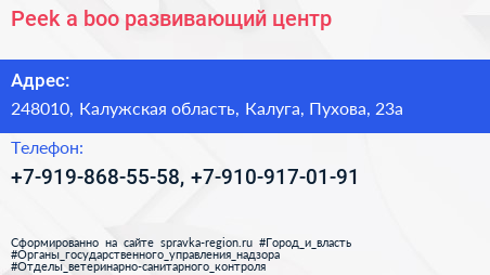 Peek a boo развивающий центр - визитка