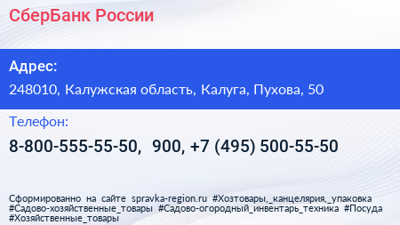 СберБанк России - визитка