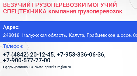 ВЕЗУЧИЙ ГРУЗОПЕРЕВОЗКИ МОГУЧИЙ СПЕЦТЕХНИКА компания грузоперевозок - визитка