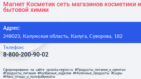 Магнит Косметик сеть магазинов косметики и бытовой химии - визитка