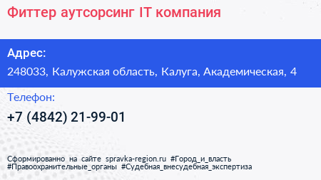 Фиттер аутсорсинг IT компания - визитка