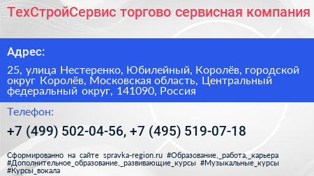 ТехСтройСервис торгово сервисная компания - визитка